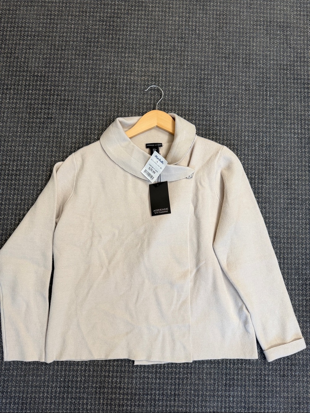 Adrienne Vittadini Soft Cream Funnel Collar Sweater